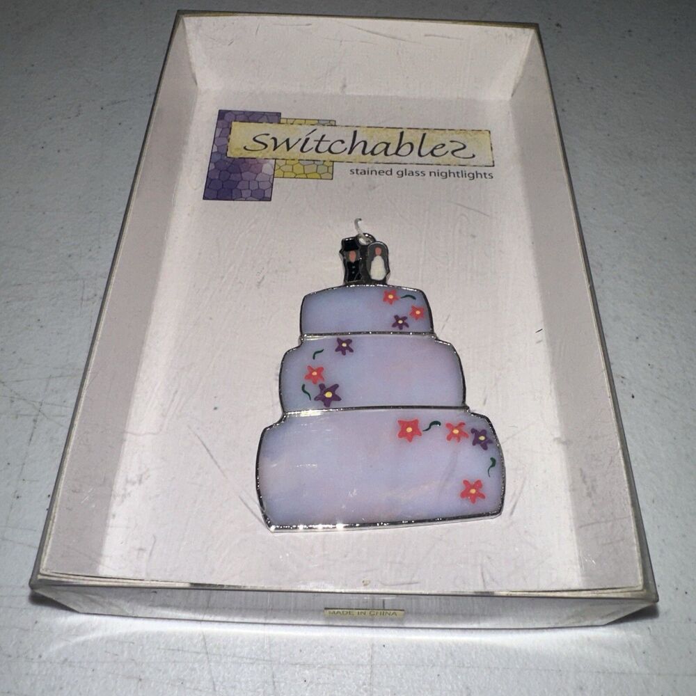 Switchables Stained Glass Night Light Cover Wedding Cake 2005 New In Box